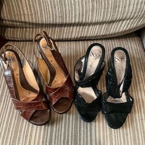 Sofft size 7 brown and black sandals. 2 pair